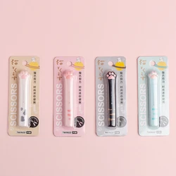 1 pçs bonito multifuncional de aço inoxidável mão tesoura mini portátil kawaii gato pata diy arte tesoura escola papelaria novidade