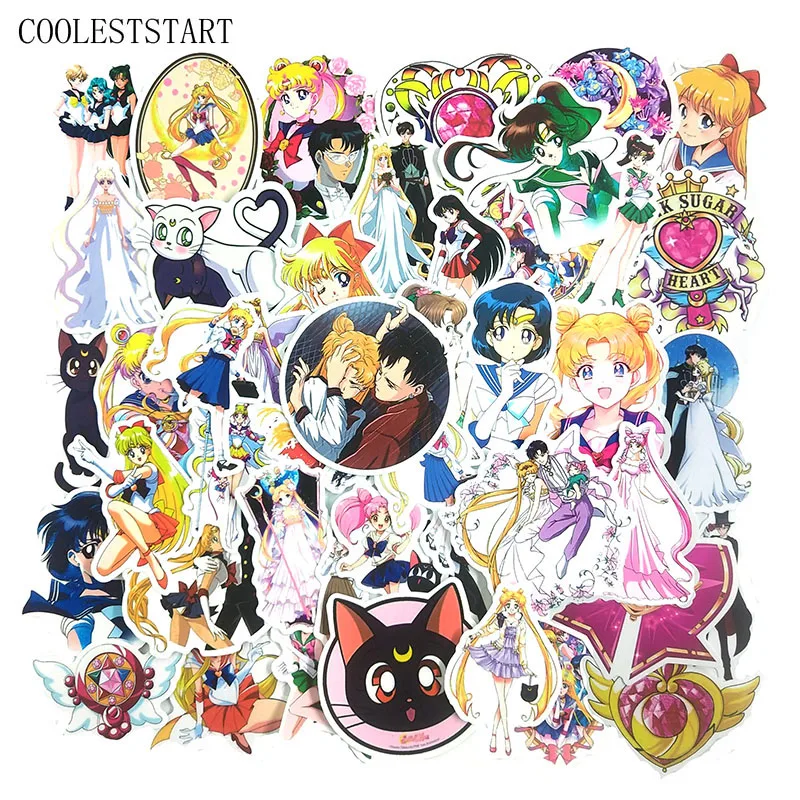 

50Pcs/pack Anime Kawaii Sailor Moon Stickers For Vsco Girl Motorcycle Laptop Luggage Skateboards Diary Stationery Sticker
