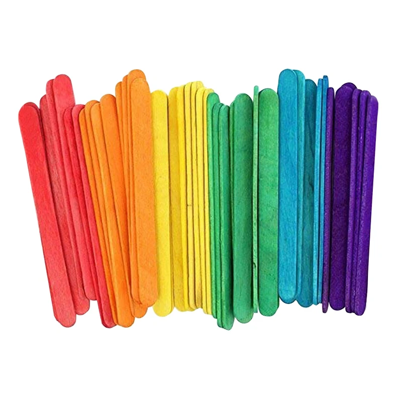 100 Pcs Wooden Stick for DIY Craft Classrooms Project Colored Wood Craft Sticks