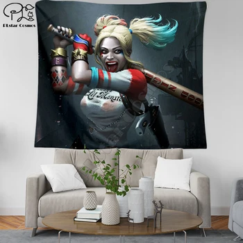 

Clown Harley Quinn Funny cartoon Blanket Tapestry 3D Printed Tapestrying Rectangular Home Decor Wall Hanging style-4