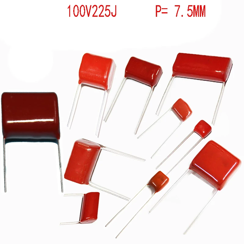 Новинка 20 шт. 100V225J 100V2.2UF шаг 7 5 мм 225J 100V CBB полипропиленовый пленочный конденсатор |
