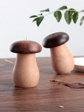 Creative Toothpick Holder Home High-end Toothpick Box Walnut Lovely Mushroom New Chinese Log Toothpick Jar