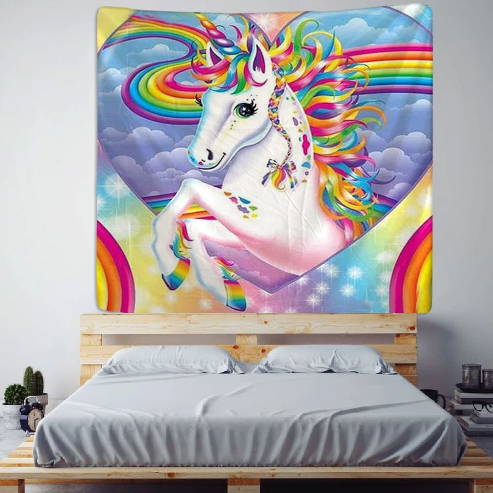 Tapiz de unicornio arcoíris para colgar en la pared, Alfombra de playa Bohemia, manta fina de poliéster, chal de Yoga, manta
