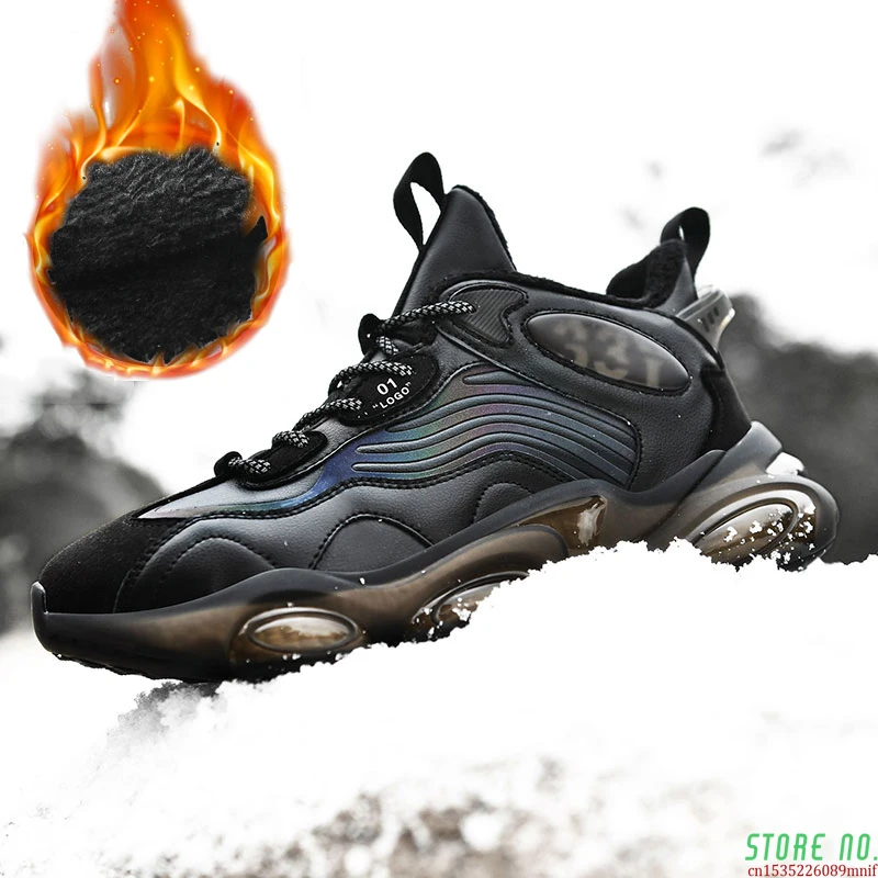 

Times New Roman 2021 Winter Warm Men's Leather Snow Boots Fashion Height Increasing Comfortable Adult Male Casual Shoes Sneakers