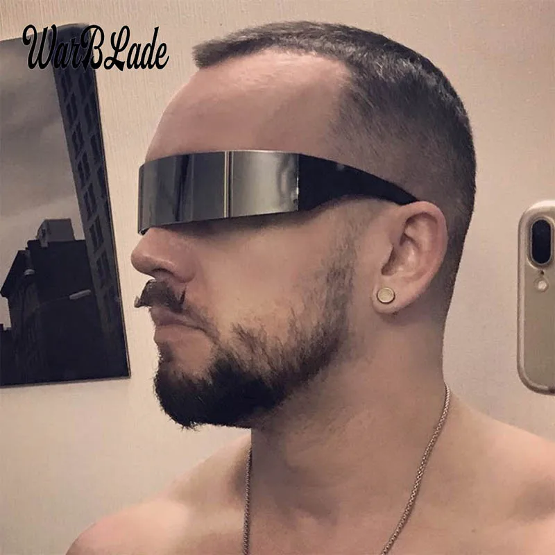 

Новинка 2019, лидер продаж, солнцезащитные очки WarBLade в черной оправе для мужчин и женщин, цельные затемненные очки с плоским верхом, новинка, костюм для вечеринки, забавные странные