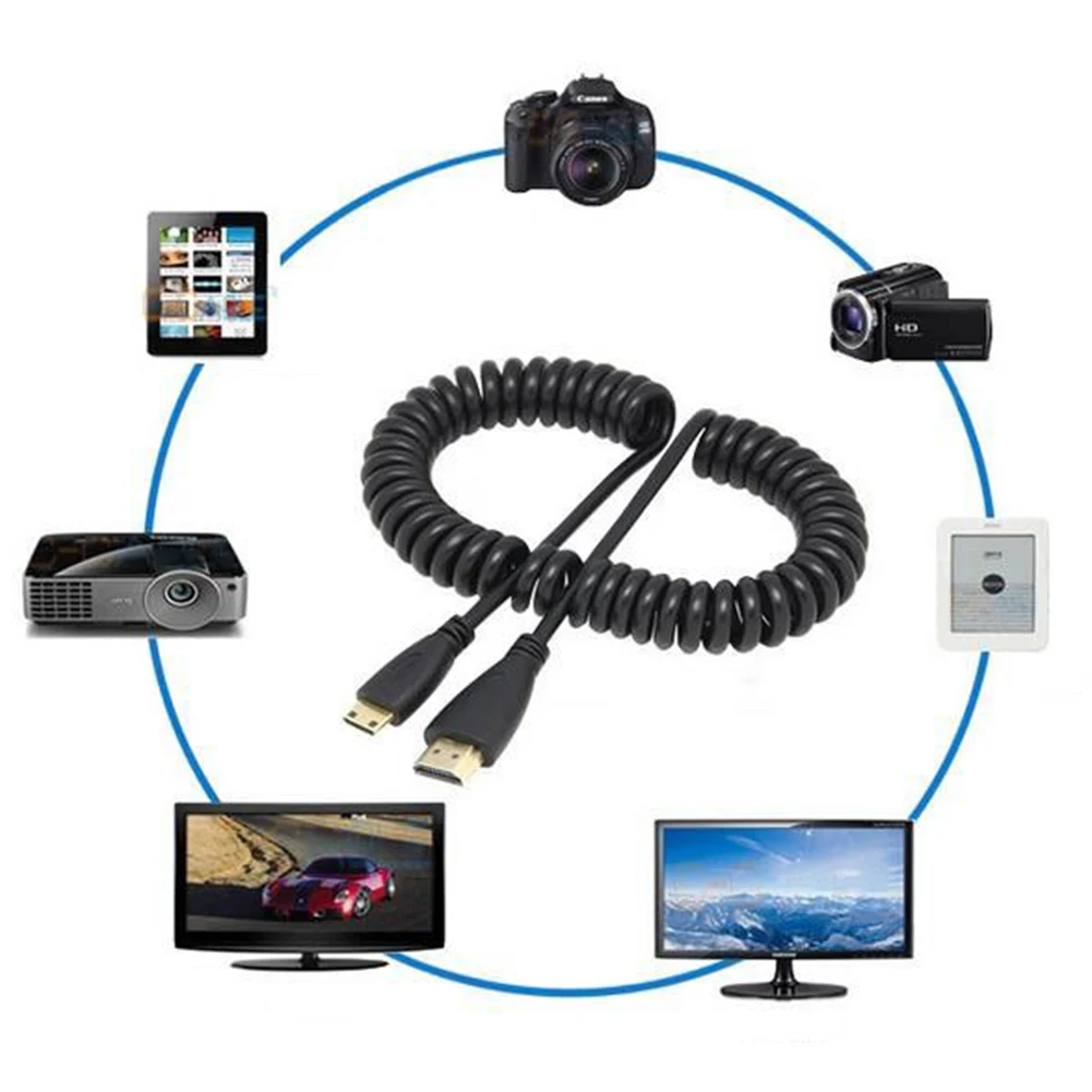 Высокоскоростной Кабель-адаптер HDMI в мини HDMI планшет прочный пружинный гибкий аксессуары Plug And Play Золотая камера с покрытием портативный