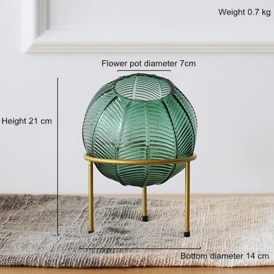 Small glass vase Роскошная креативная стеклянная ваза зеленый скандинавский дом балкон гостиная столовая мягкий декоративный цветочный горшок подставка ваза украшение - Цвет: Small glass vase