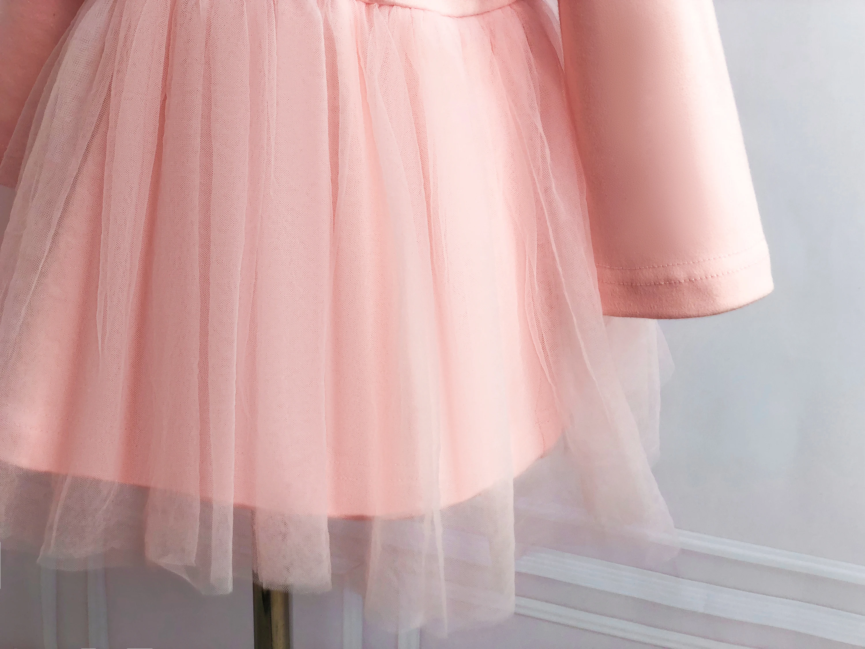 Розовое платье из тюля для маленьких девочек платье на крестины с длинными рукавами для крещения новорожденных, 1 день рождения, костюм принцессы для младенцев на свадьбу