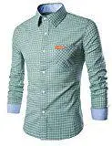 

ZACOO Young Horse Men Button Down Shirts Classical Causual Grid T-Shirt