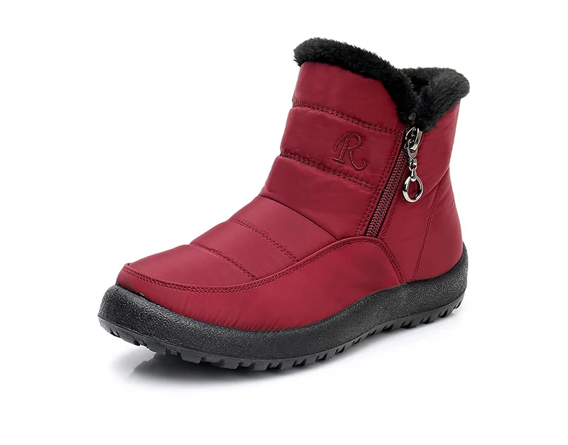 Women Winter Warm Fur Zipper Boots Ladies Winter leisure Plush Waterproof Cotton Solid Female Boots