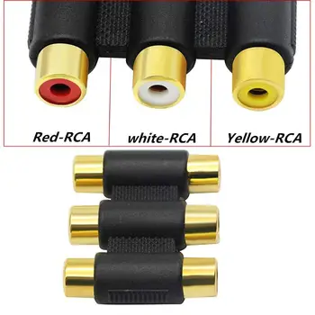 

White/Red/Yellow 3 x RCA Component Video Coupler Joiner Adaptor F-F GOLD