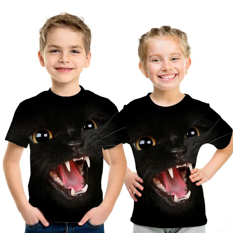 Одежда для маленьких мальчиков детская футболка с 3D принтом Кот приносящий удачу летняя модная повседневная детская футболка с милым рисунком кота из мультфильма