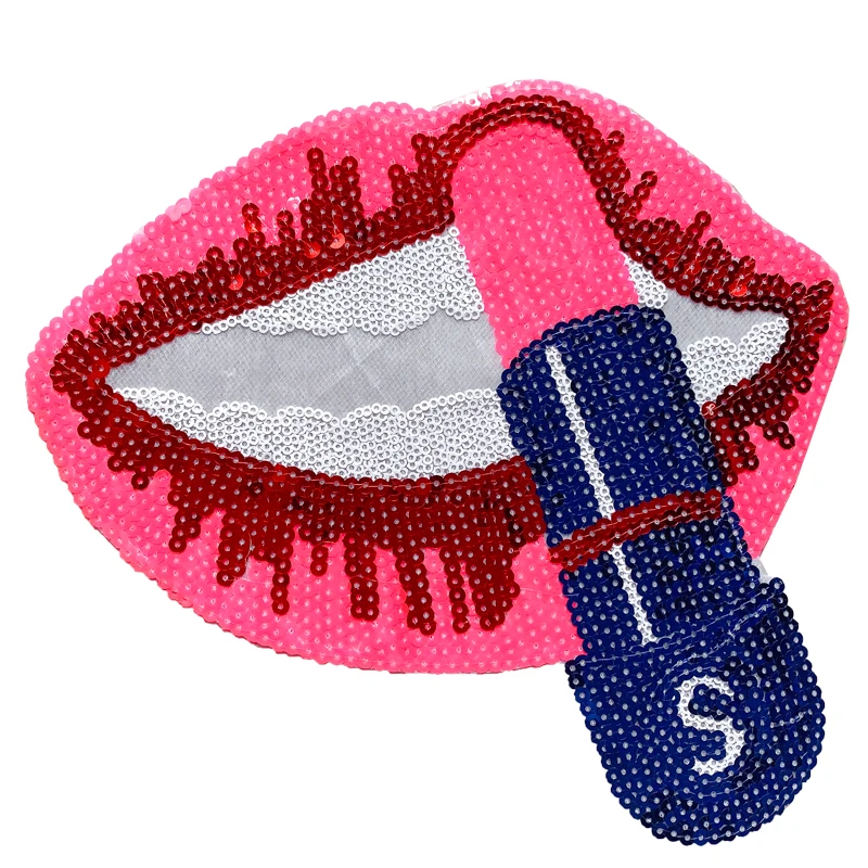 

Iron on Patches for Clothing Wholesale Patches Sequins Large Lip Mouth Badge Cloth Patch Sticker Clothing Accessories