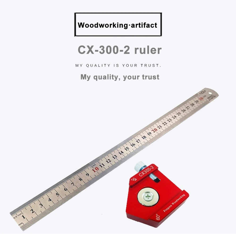 

Woodworking Scale Measure Scribing Ruler Aluminum Alloy 300mm Woodworking T-type Hole Ruler Marking Tool Woodworking scribe