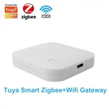 Inteligente zigbee gateway sem fio wifi multi-função dispositivo ligação tuya inteligente gateway trabalho com amazon google casa tuya app