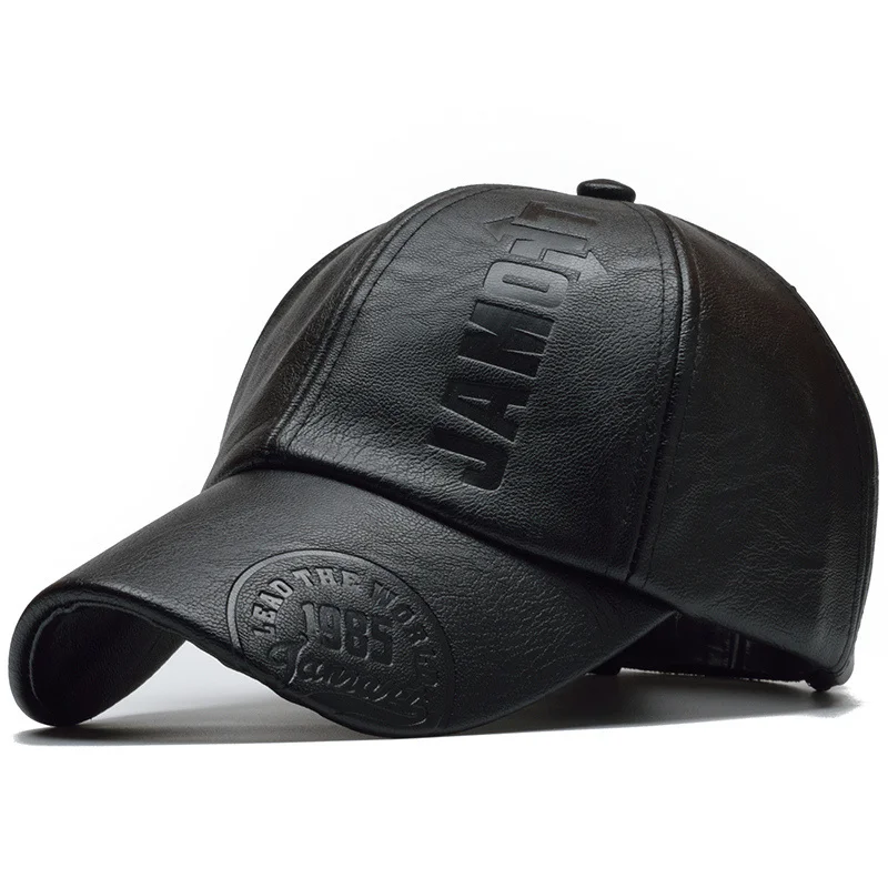 

New High Quality Winter Cap PU Leather Baseball Cap Men Snapback Hat Casquette Gorras Para Hombre Mens Trucker Cap