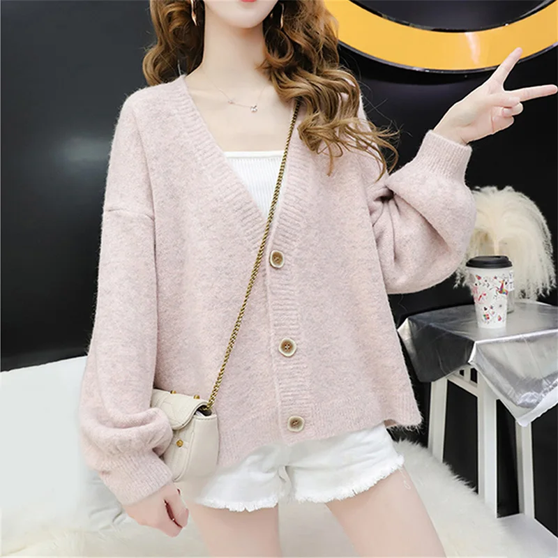 Women's Autumn Knitted Sweaters Cardigans Ladies V-Neck Single Breasted Cardigan Girls Fashion Sweet Female Oversized |