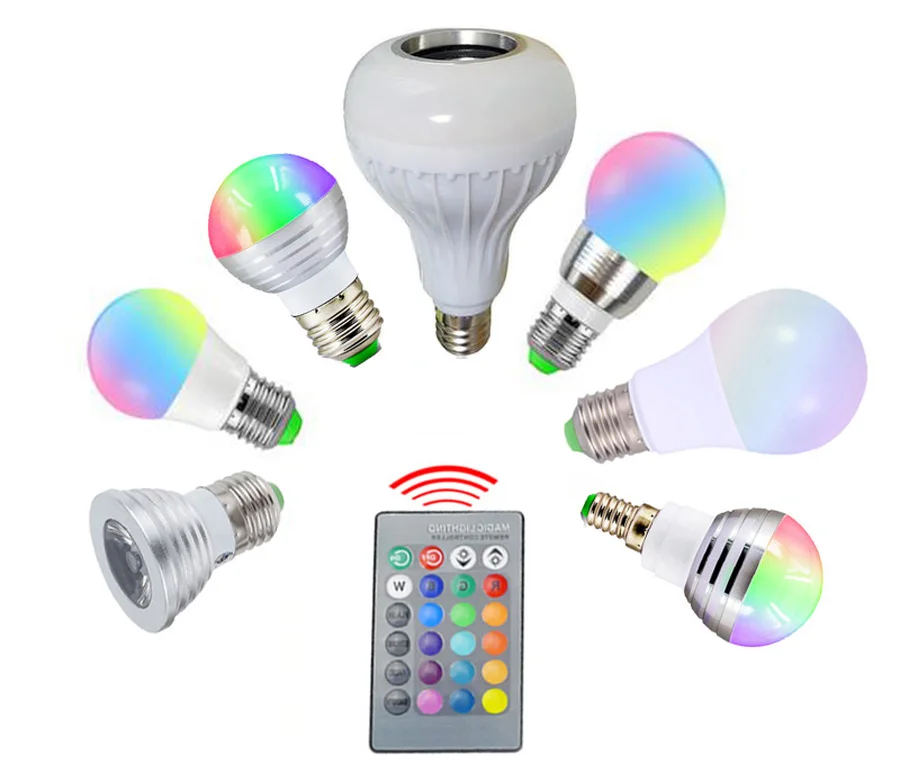 GBKOF 3W 5W 7W 10W 12W RGB LED Bulb E27 E14 GU10 AC110V 220V LED lamp with Remote Control Dimmer Holiday Colorful Night lighting (16)(1)