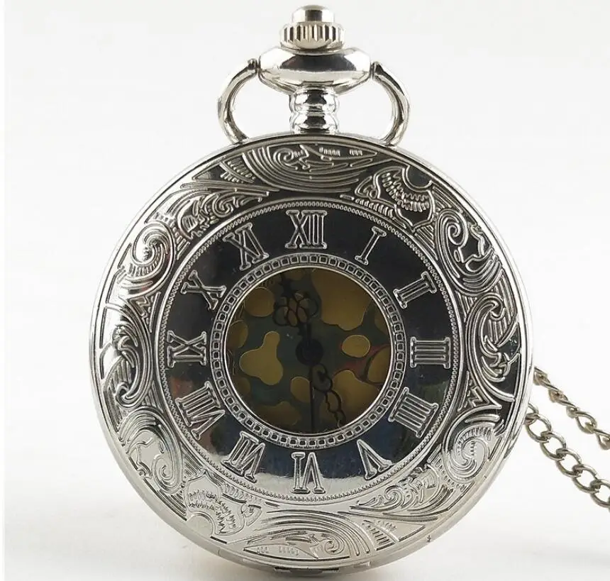 100 шт./лот, полые классические римские карманные часы с золотым циферблатом, мужские и женские винтажные кварцевые карманные часы с откидной крышкой