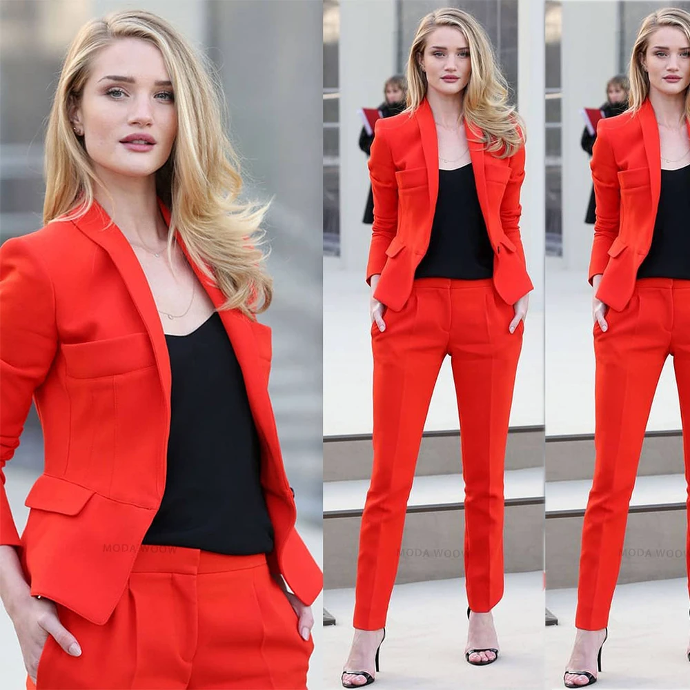 Formal Red Women Holiday Tuxedos Slim Fit High Waist Mother Of The Bride  Pants Suits Prom Evening Guest Wedding Wear 2 Pieces - Mother Of The Bride  Dresses - AliExpress