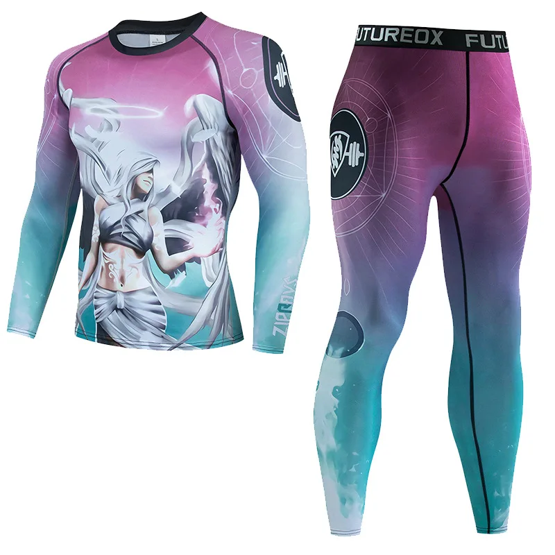 2 Pezzi Uomo Muay Thai Uomo Mma Kickboxing Tuta Sportiva Mma Bjj Rashguard Magliette Rash Guard Fitness Tuta Da Boxe Jersey Set