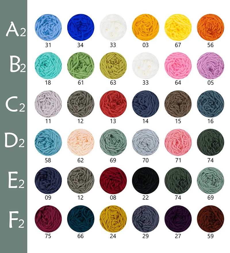 100M Solid Tufting Yarn 8 Strands 5mm Yarn For Rug Cotton Yarn For Tufting Gun 69Color Cotton Knitting Yarn 2