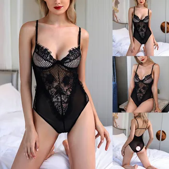 

Porno Plus Size S-5XL Women Sexy Lingerie Lace Solid Nightdress Erotic Babydoll Sexy Underwear Costumes One Piece Bodysuit Hot