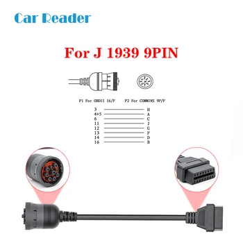 

Car Diagnostic Tool Adapter Converter Cable High Quality J1939 9Pin Diesel female to OBD2 16Pin Female Free Shipping