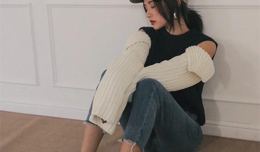WHITNEY WANG модная уличная одежда с вырезами на плечах контрастный свитер женский джемпер sueter mujer invierno