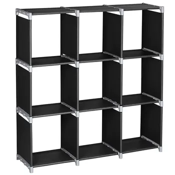

Storage Shelf Multifunctional Assembled 3 Tiers 9 Compartments Black or Dark Brown