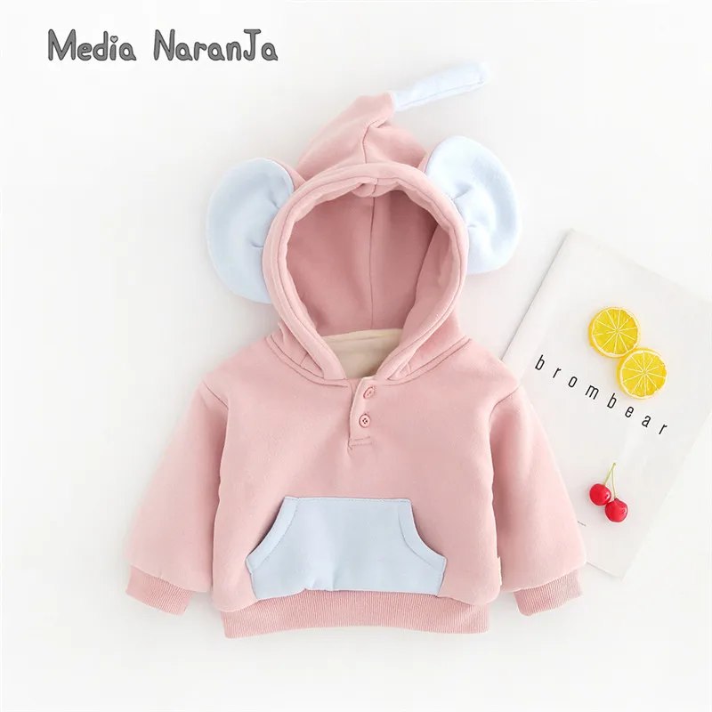 Baby plus velvet sweatershirt fall boys girls 2 colors infant toddler children warm elephant winter halloween costume