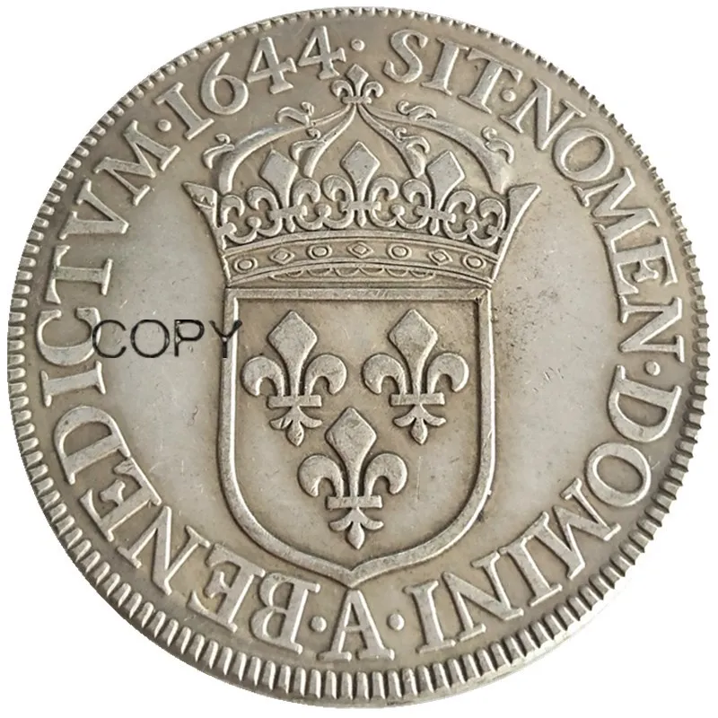 Франция 1643 1644 1 ЭБУ-Луи XIV посеребренные копии монет