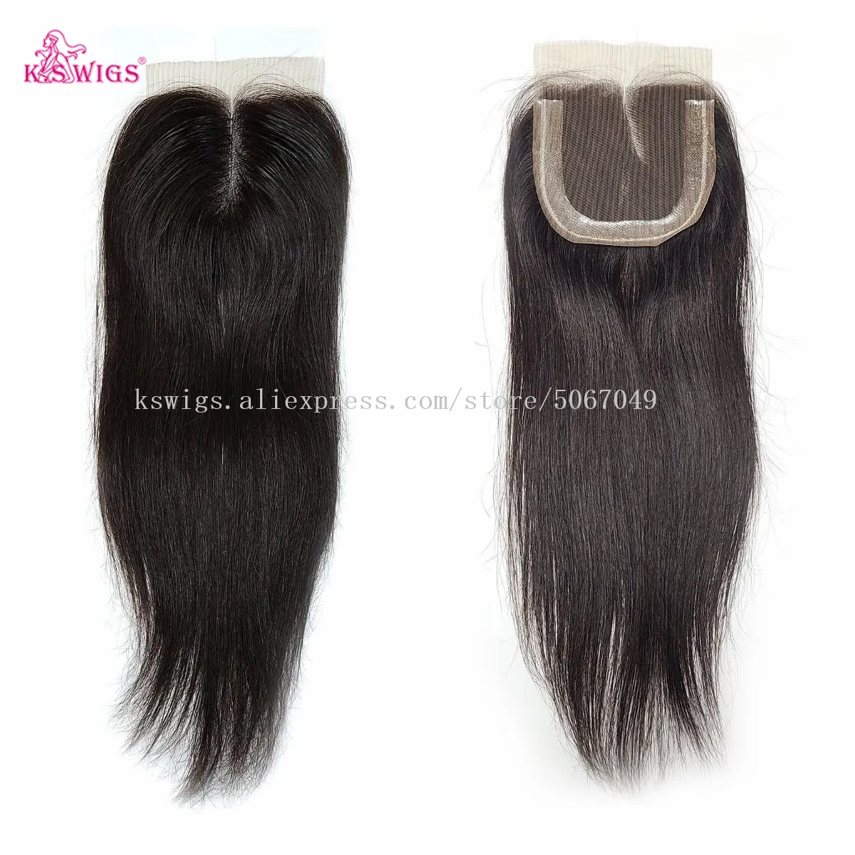 WIGS Hair-Closure Remy-Hair Lace 100%Human-Hair with Natural-Color Free-Part Brazilian