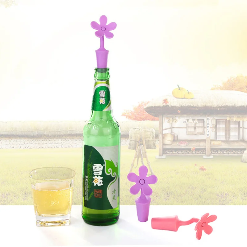

1PC Silicone Flower Shaped Wine Stoppers Leak Free Wine Beer Protector Bottle Cork Stopper Plug Wine Bottle Sealer Cap Bar Tools