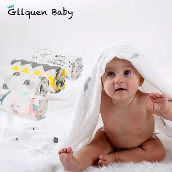 

Muslin Swaddle Blanket 100% Organic Cotton Soft Wrap Baby Unisex Neutral Burp Cloth Set Perfect Size 47x47 inch Shower Gift