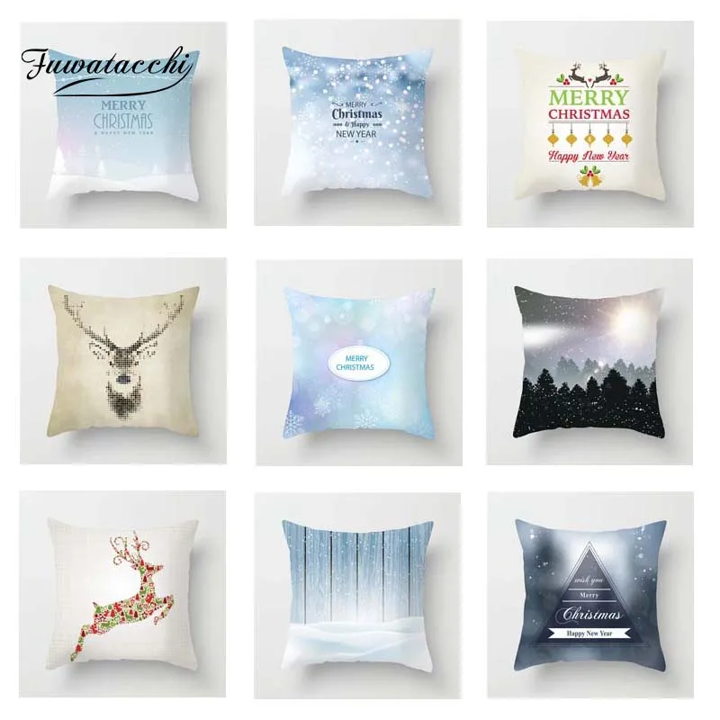 Fuwatacchi Рождественский чехол с рисунком Санта-оленя Снежная мягкая декоративная