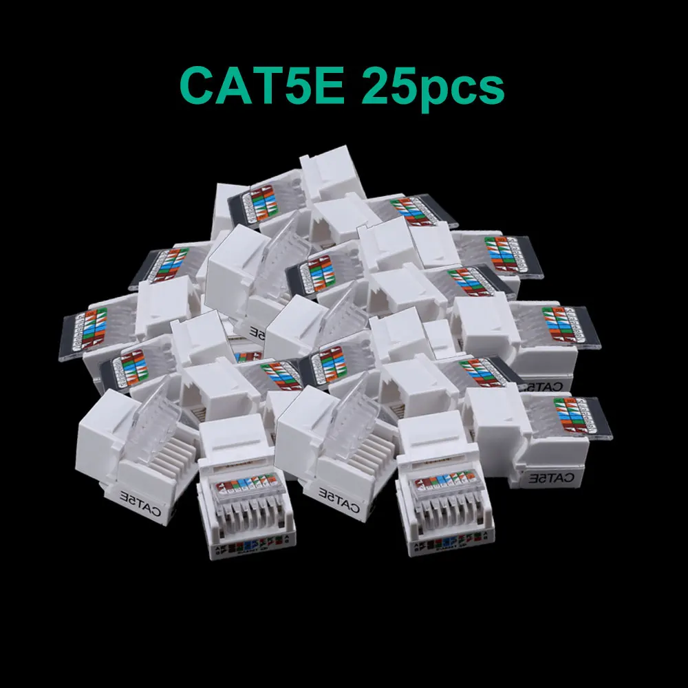 10 шт./25 шт. без инструментов CAT5E CAT6 UTP сетевой модуль RJ45 разъем информации розетка компьютерная Розетка Кабель адаптер Keystone - Цвет: CAT5E 25PCS