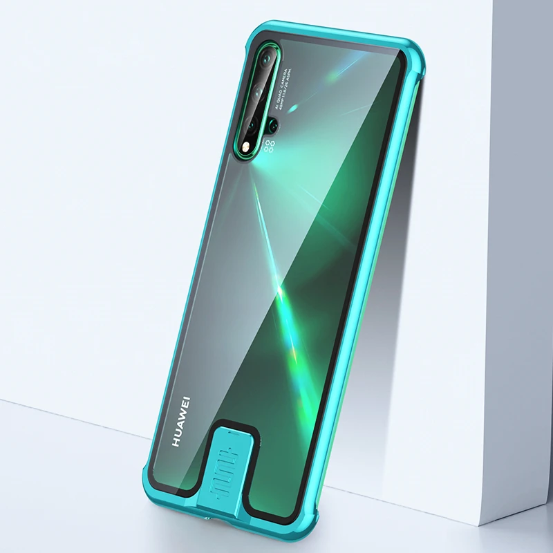Зеленый OMEVE для huawei Nova 5T чехол Nova 5 чехол с металлической окантовкой прозрачный чехол из закаленного стекла для huawei Nova5T 5 чехол для телефона s - Цвет: Зеленый