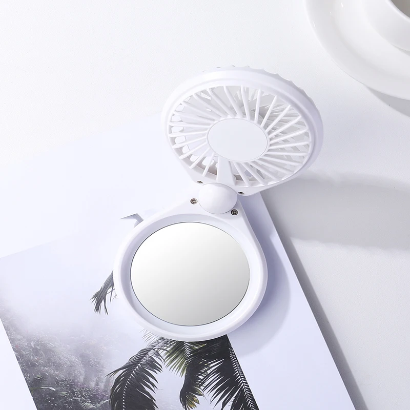 white USB мини-вентилятор со светодиодным зеркалом зеркало для макияжа с лампой для зарядки женщин с подсветкой Макияж Красота мини портативный маленький вентилятор - Цвет: white