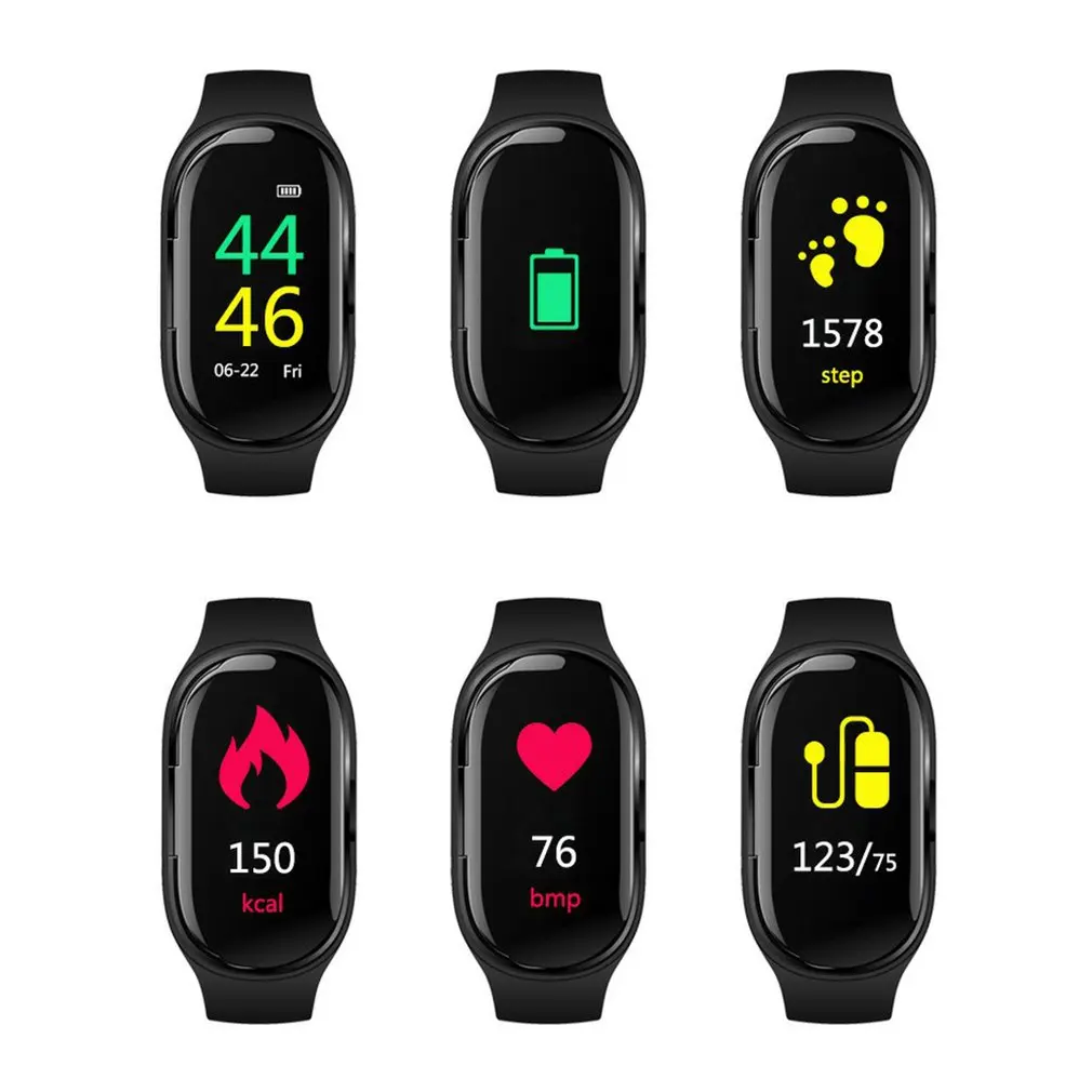 Wireless Bluetooth Earphone With Heart Rate Monitor Stereo Earbud Headset Long Time Standby Sport Watch Wristband Men