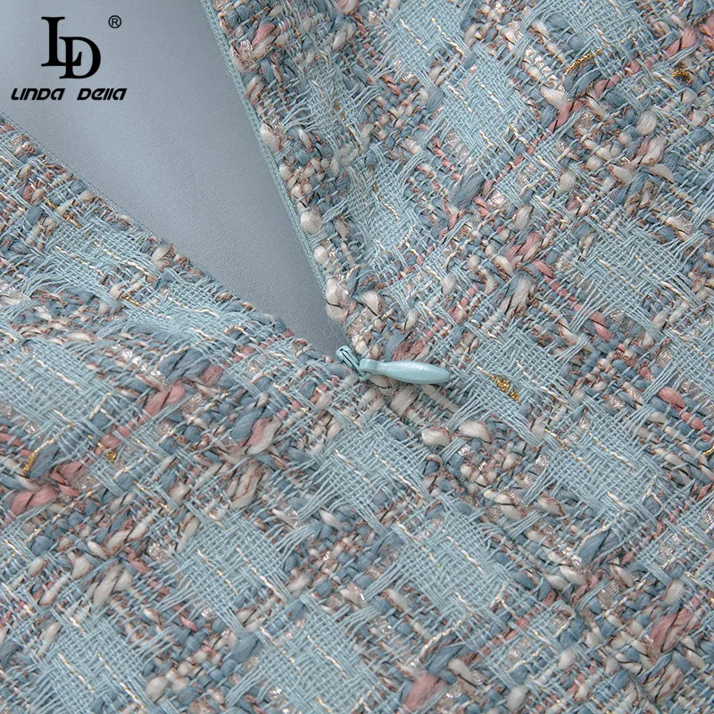 LD LINDA DELLA Autumn Winter Women Tweed Weave