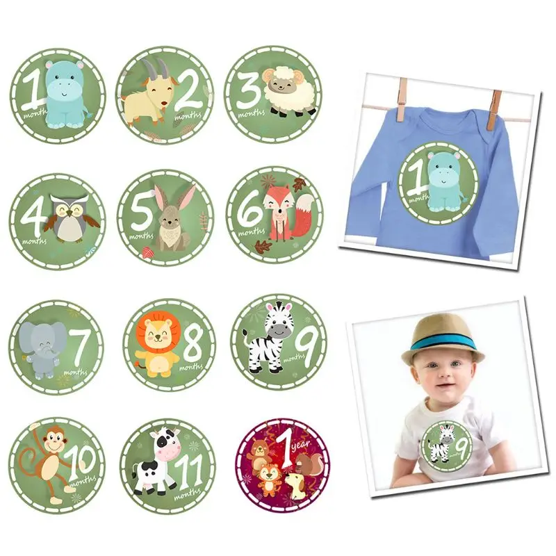 

12 Pcs/set Baby Pregnant Women Month Stickers Newborn Monthly Photography Accessories Commemorative Infants Growth Sticker