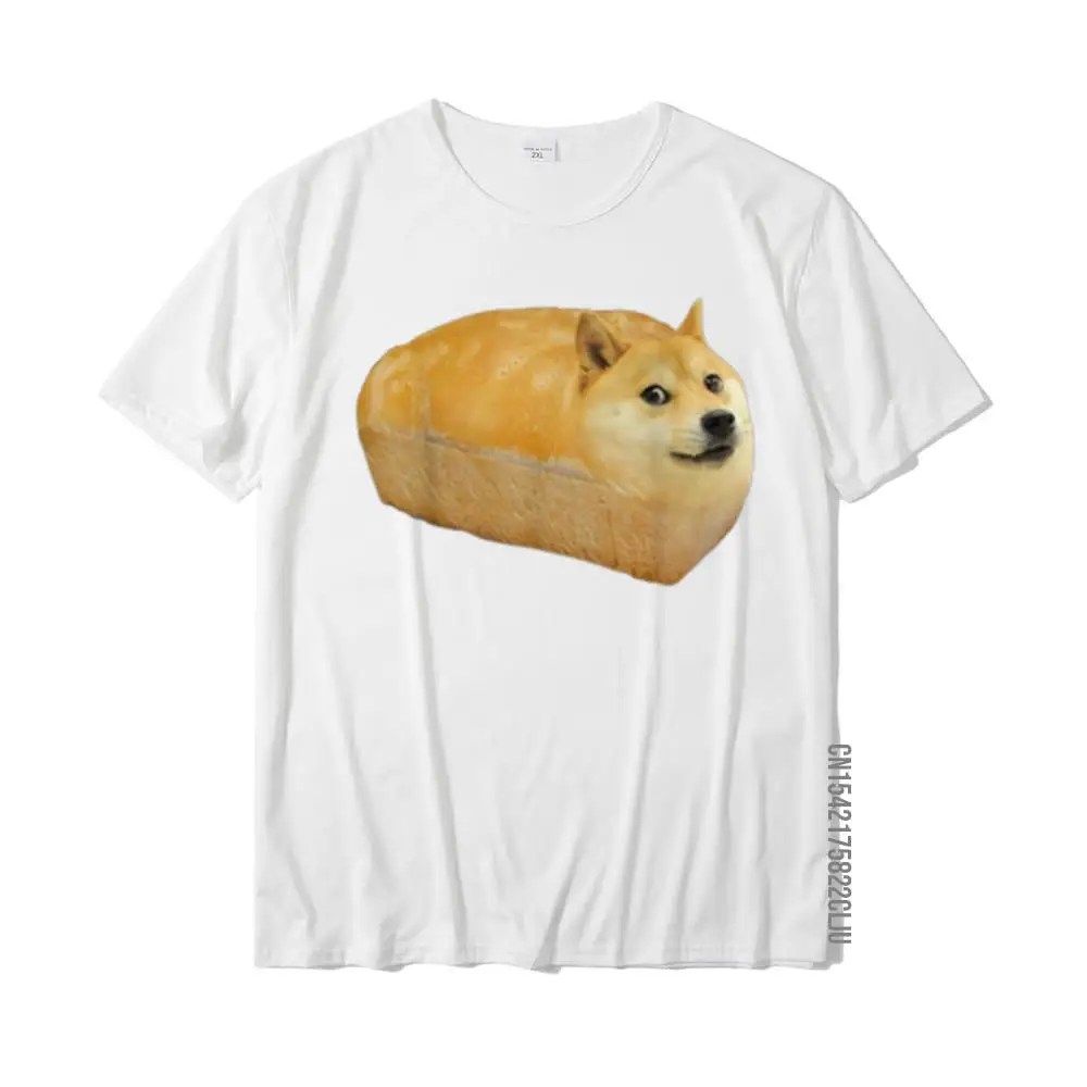 Cool Top T-shirts for Men Casual Summer Autumn T Shirt Short Sleeve Brand New Camisa Clothing Shirt Crewneck All Cotton Funny Shiba Inu Doge Bread Meme T-Shirt__24889 white