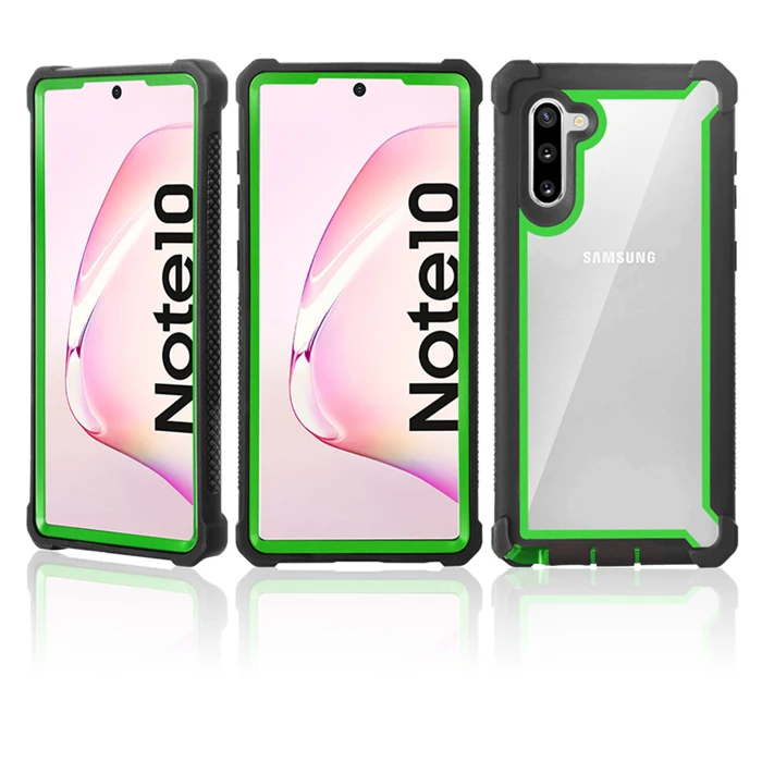 Green Black Мягкий ТПУ+ PC противоударный Прозрачный чехол для samsung galaxy Note 10 9 8 Гибридный Прочный чехол для samsung S10 S9 S8 Plus прозрачный чехол - Цвет: Green Black