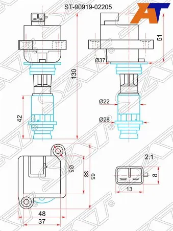 Катушка зажигания TOYOTA CHASER/CRESTA/SOARER/MARK II 91- 1-2JZGTE SAT ST-90919-02205 | Автомобили и мотоциклы