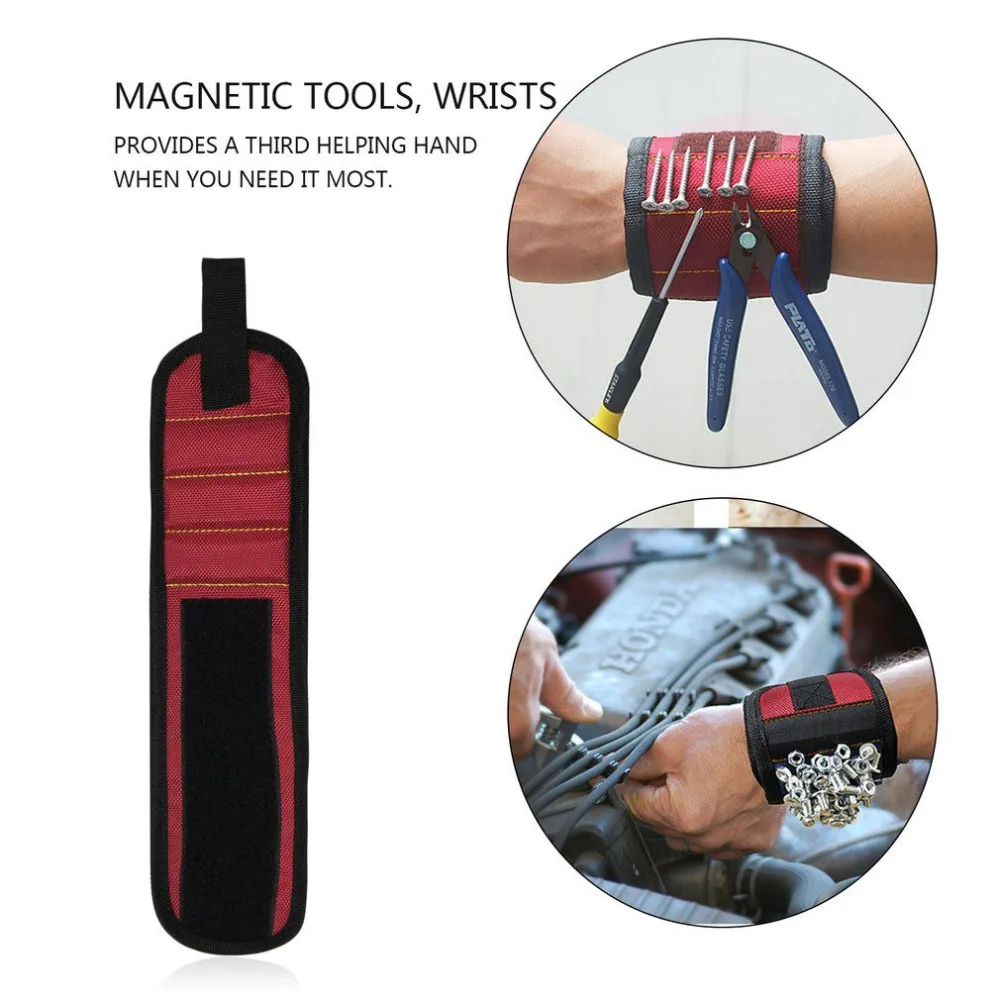 Магнитный браслет для поддержки запястья с сильными магнитами для фиксации винтов для маникюрного браслета, поддерживающий пояс, для хранения спортивных инструментов, 3 цвета