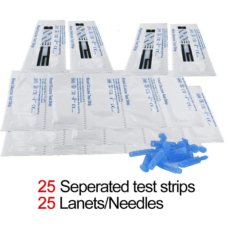 25 separated strips Sinocare CE Safe-Accu измеритель уровня сахара в крови комплект глюкометра тест-полоски иглы ланцеты медицинский тест диабет er система мониторинга - Цвет: 25 separated strips