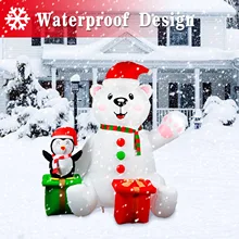Christmas Inflatables Outdoor Decorations LED Light Up Polar Bear for Yard Garden Lawn Indoor Xmas Holiday Party Decor