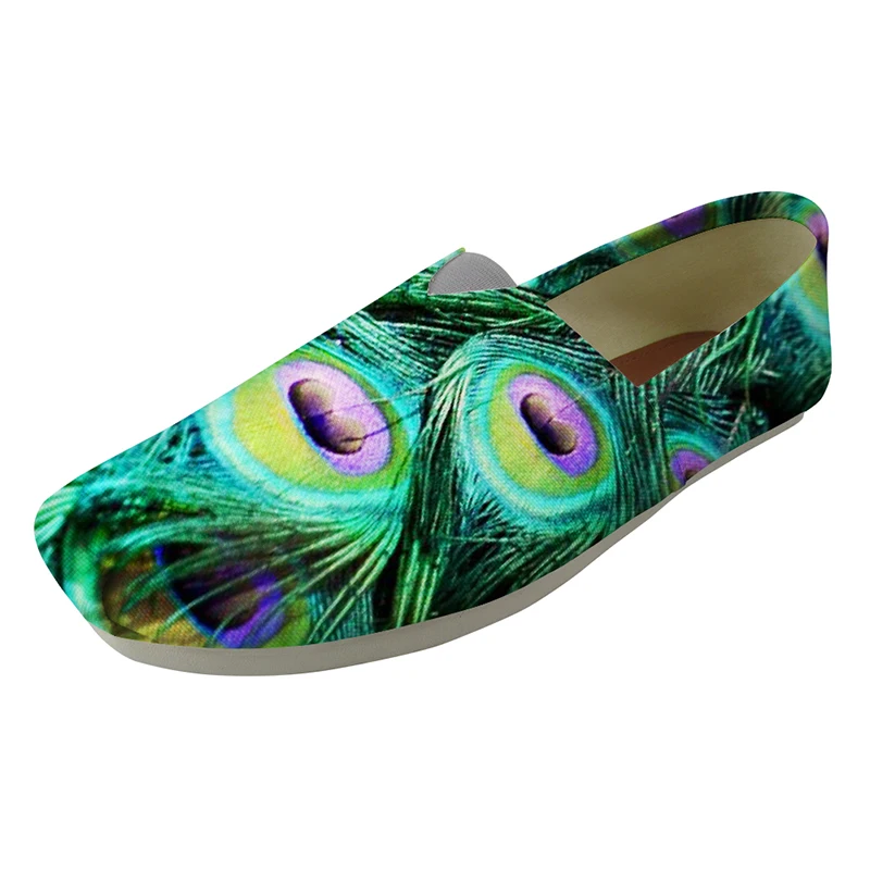 

HYCOOL 3D Bird Peacock Feather Printing Casual Loafers for Women Ladies Slip-on Canvas Slacker Shoes Students Girl Lightly Shoes