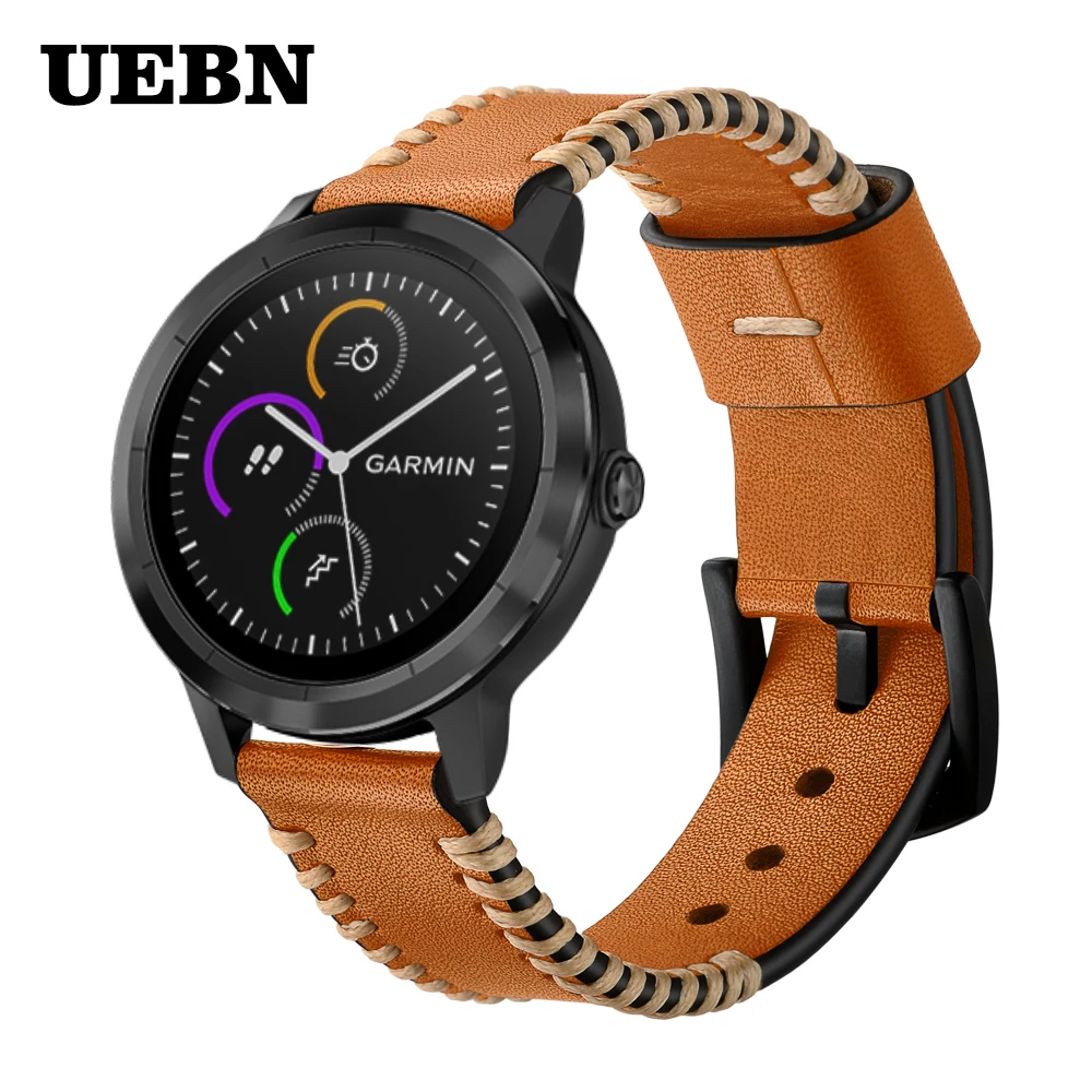 Кожаный сменный ремешок UEBN для Garmin Vivoactive 3 HR подарок/Garmin Move/Forerunner 245 645 музыкальный